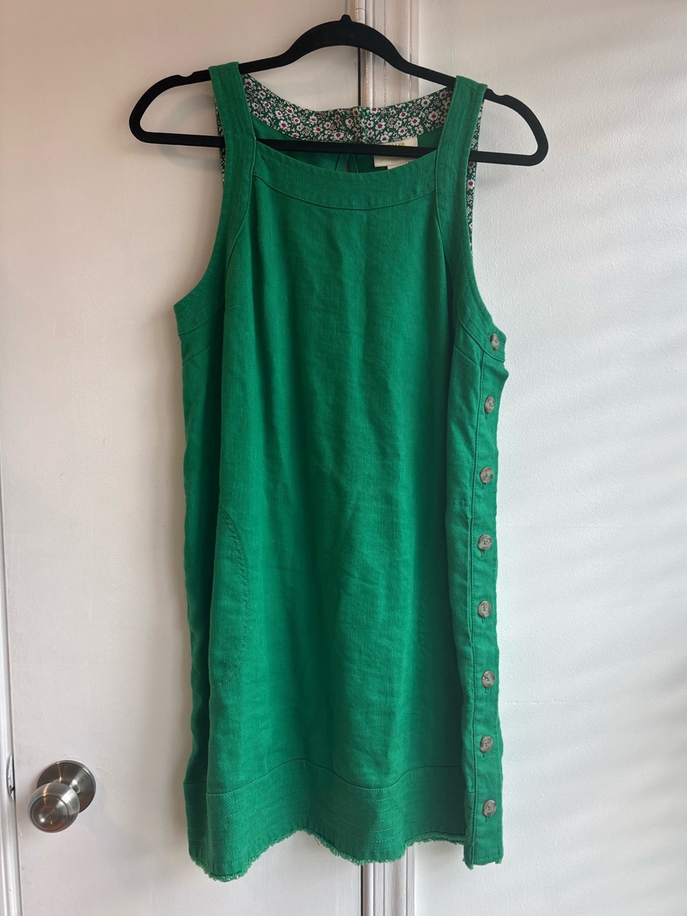 Maeve Anthropologie Bar Harbor linen blend fringe hem and button size small